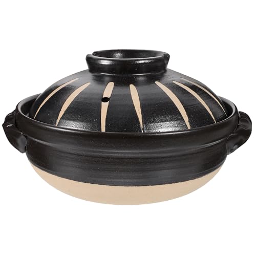 Vaguelly Japanese Donabe Ceramic Hot Pot: Casserole Earthenware Clay Pot Japanese Cooking Donabe Ceramic Casserole Pot Stock Pot Soup Pot Clay Cooking Pot for Shabu Shabu