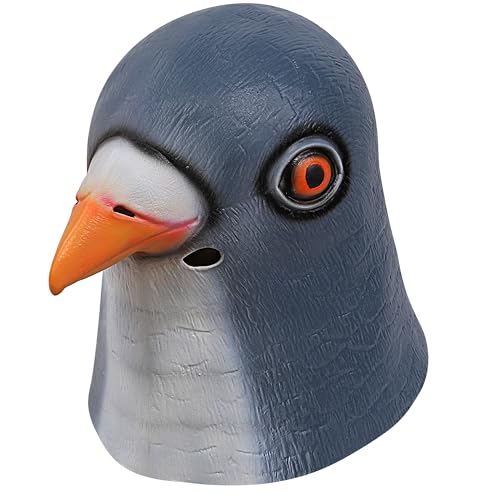 MOKRY PARTY Pigeon Mask Latex Full Head Mask for Halloween Costume Cosplay (Grey Blue)