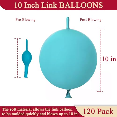 Image of Teal Blue Link Balloons 10 Inch 120 Pcs Latex Linking Balloons for Birthday Wedding Party Festival Decorations