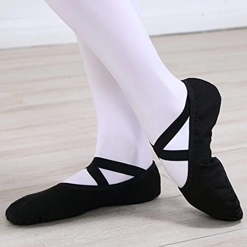 s.lemon Ballet Shoe,Cotton Canvas Split Sole Yoga Gymnastics Ballet Dance Slipper for Kids Women SF Black 36 - 2