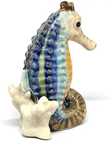 Miniatura 3 de ZOOCRAFT Figura de caballito de mar de cerámica pintada a mano de porcelana en miniatura artesanal coleccionable