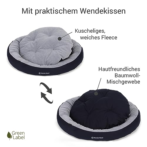 Doctor Bark Hundekorb Mittelgroße Hunde, Hundebett Weich, Rund, Flauschig - Kuscheliges Hundenest mit Wendekissen Fleece/Baumwolle - GreenLabel Hunde Bett (M - 60x50 cm, Königsblau)
