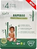Naty Bamboo - Pannolini per Bambini in Viscosa di Bambù – Morbidezza e tocco setoso, Pannolini a base vegetale, Dermatologicamente testati per pelli sensibili e super assorbenti (Taglia 4, 144 pezzi)