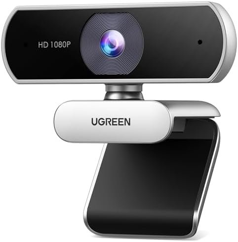 UGREEN FineCam Lite 1080P, Dual-Mikrofon, Fixfokus, mit Privacy Cover | USB-A Webcam, Full HD 1080P 30FPS, 90° FOV, 360° Drehung, automatische Lichtkorrektur, Rauschunterdrückung,