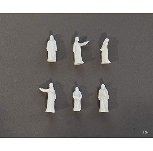 10 figuras de hombre árabe, color blanco, sin pintar, para maquetas de escala 1:50, escala 0 Cover