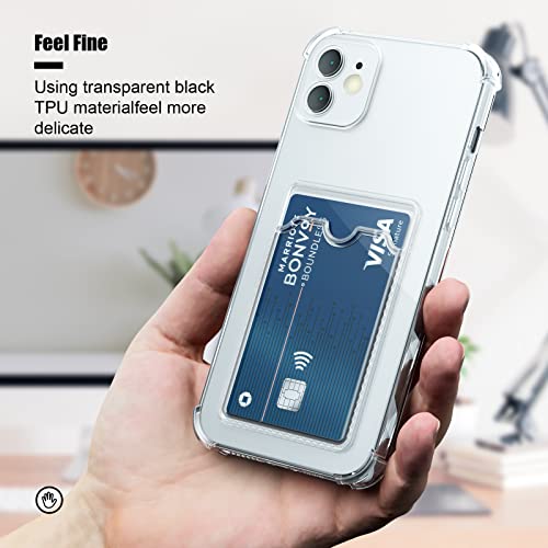 Image of AKABEILA Case for iPhone 12 Clear Cute Phone Case Soft TPU Wallet Case Slim Bag Cover Shockproof with Card Slot Holder