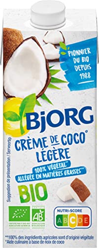 Bjorg Crème de Coco Légère Bio – Allégée en matières grasses – Sans gluten - 200 ml (Lot de 4)