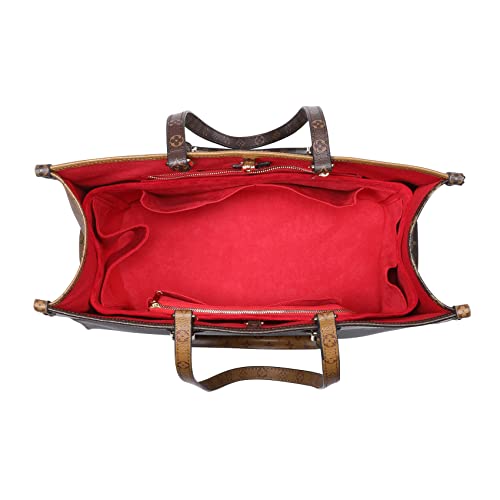 Doxo Velvet Fabric Purse Organizer Insert, Felt Bag In Bag With Zipper, Perfect For Onthego Gm & Neverfull Gm (Red-Suede, Xl) #TOP2