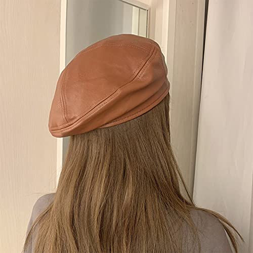 Kimloog Womens Faux Leather Newsboy Beret Ivy Cap Hunting Driving Flat Hat Coffee #TOP2