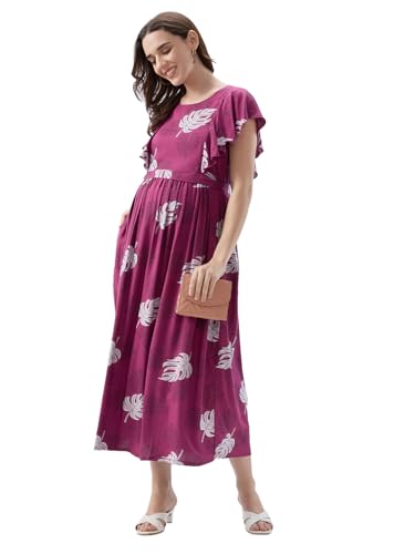Image of AV2 Women Maternity Feeding Dress Purple X-Large 5176