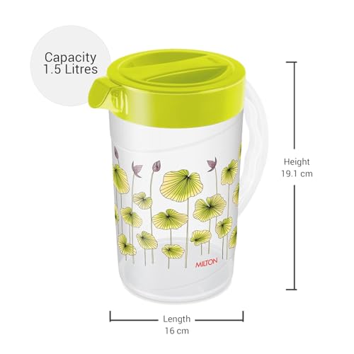 Image of Milton 2.4L Plastic Water Jug - Premium Durable, Leak-Proof, and BPA-Free Hydration Container in Stylish Green for Home, Office, and Outdoor Use APck of 2
