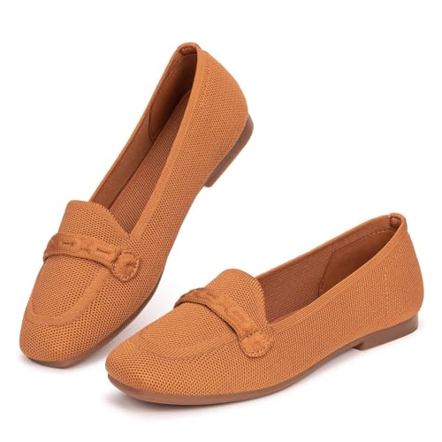 Image of Frank Mully Women's Loafer Flats Square Toe Comfortable Office Work Shoes, Cute Penny Loafer Slip On Walking Driving Shoes