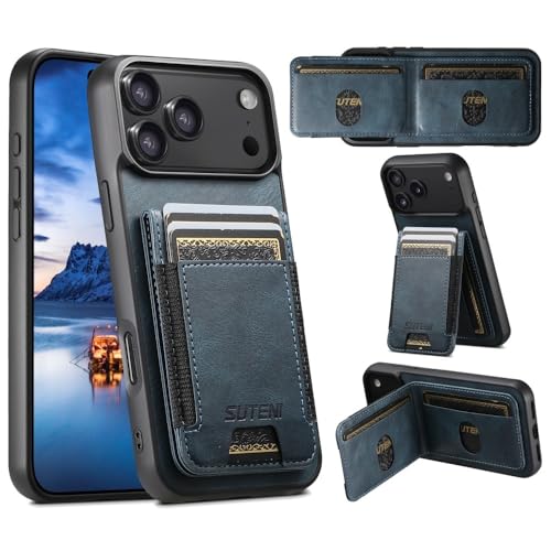 Étui en cuir iPhone 12 Pro Max bleu à grain huile-cire premium