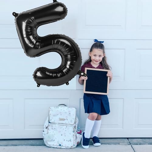 Image of Number 5 Balloons Birthday Decorations, 40In Black Balloons for Men Women | Eye-catching Appearance, Perfect Decorative Centerpieces, Convenient Self-sealing Structure, Widely for Various Occasions