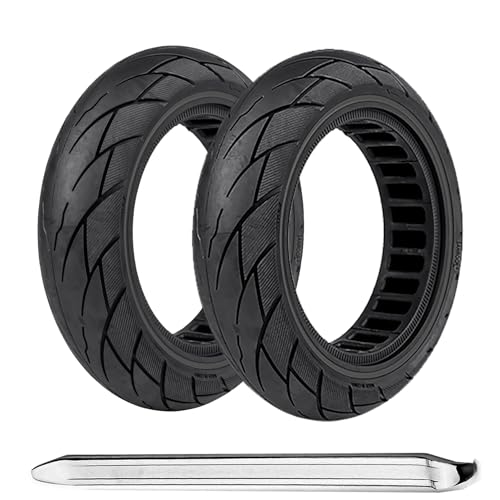 10 x 2.5 Inch Solid Scooter Tires: 60/70-6.5 Tubeless Replacement Rubber Wheel for Segway Ninebot G30 / G30D / G30E / G30LP / G30D II / G30 Max & Gotrax G5/G6/G MAX & Hiboy S2 MAX-Black(2PCS)