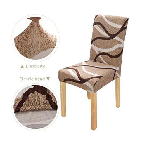 Image of Dining Table Chair Cover Set Polyester Spandex Elastic Printed Chair Cover Stretchable Removable Washable Protector Chair Covers Slipcovers Protective for Chair Cover Set of 6