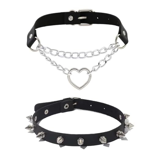 2PCS Vintage Gothic Punk Collar Negro con Tachuelas, Ajustable PU Leather para Mujeres y Hombres