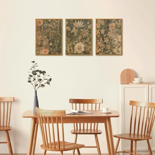 Impressions botaniques modernes pour habiller un mur vide - Set de 3 tableaux floraux rétro - 3