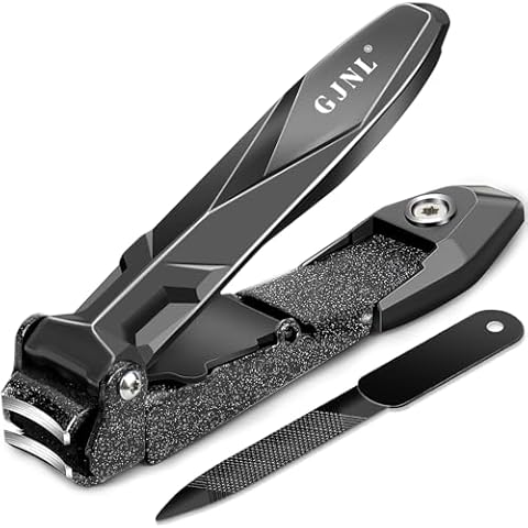 Nail Clippers for Men with Catcher - Heavy Duty Large Mess Free Nail Cutters, Ultra Sharp Fingernail and Toe Nail Clippers with Nail File Cover