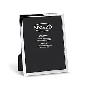 EDZARD Marco de fotos Bergamo para foto de 20 x 25 cm, plateado, protegido contra el deslustre, pared trasera de terciopelo, incl. 2 colgadores, portafotos para poner abajo o colgar en la pared