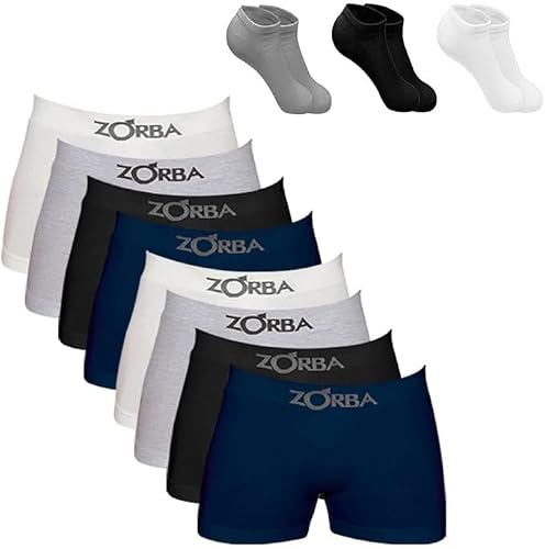 Kit 8 Cuecas Boxer Algodão Box + 3 Pares Meia Ts 1500 Premium…