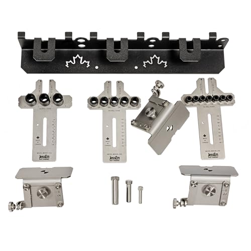 JessEm 08358 Seasoned Pro Stainless Steel Dowelling Jig Complete Kit with 1/4", 3/8" and 1/2" Guides, Three Angle Bases, Wall Bracket, Precision Woodworking Joinery Tool by JessEm - Image 4