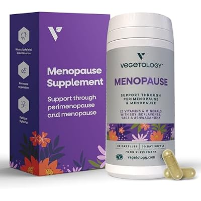 VEGETOLOGY Vegan Menopause Supplements (60 Capsules) Perimenopause and Menopause Vitamins Women's Supplements Perimenopause Supplements for Women Food Supplement Menopause Support