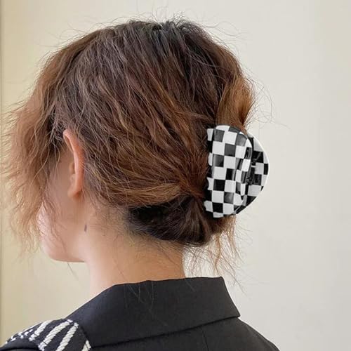 Pinzas de cabello a cuadros 3 piezas negro y blanco miniatura 2
