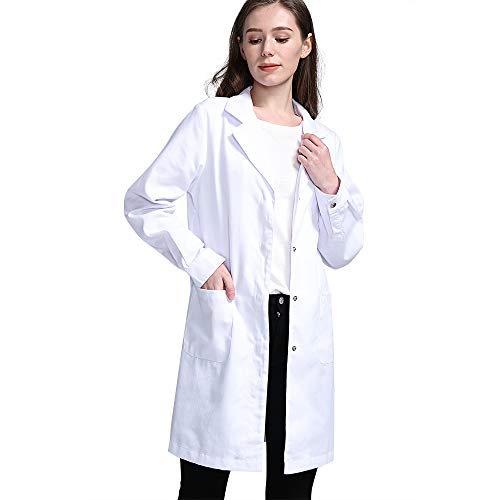 Icertag Bata de laboratorio, médico abrigo abrigo de mujer,