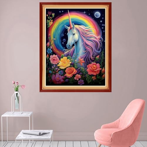 Image of Foxhool Stamped Cross Stitch Kits,11CT Printed Cross Stitch Pattern Full Embroidery Kits for Beginner Needlepoint Kits-Robot Unicorn Attack 16x20 inch