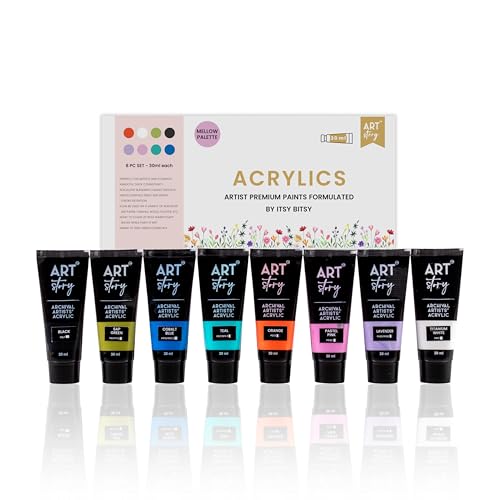 Image of Itsy Bitsy Art Story Artists Acrylic Paint Set - Pastel 8 colours X 30ml each| for Paper, Canvas, MDF, Wall, Glass, Plastic, Metal, Terracotta|Premium Multi Surface paint for DIY Art & Craft| For Beginners Students Adults