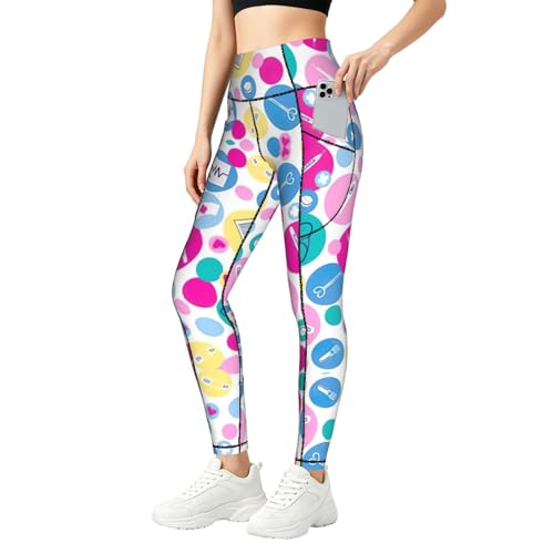 Leggings de enfermera para mujer con bolsillos amplios antideslizantes
