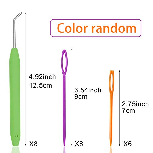 Loom Knit Hook Set, Crochet Needle Hook Kit, 8 Pcs Green Knitting Loom Hook With 12 Pcs Colorful Plastic Sewing Needles For Knitting Looms Knitting Boards #TOP1