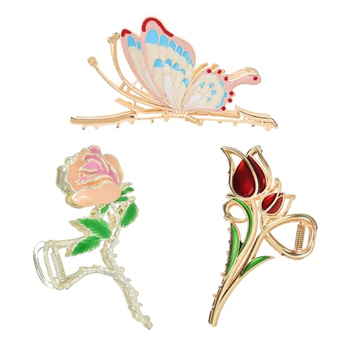 Pinzas para cabello metálicas florales 3 piezas miniatura 1