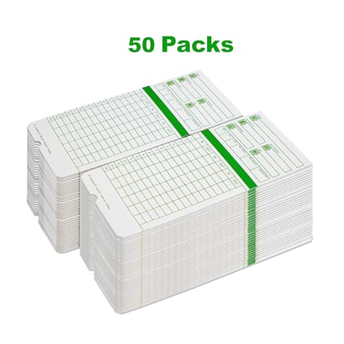 Image of Time Cards for Employees Monthly,Numbered Days,All Pay Periods, 50 Count,2-Sided, 3 3 /8 inch x 7 3 /8 inch,Green Print,Timecards for Time Clocks