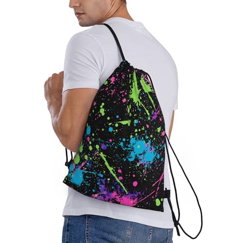 Paint Splatter Pattern Drawstring Backpack Bag Gym Backpack Basketball Bag For Women Men3