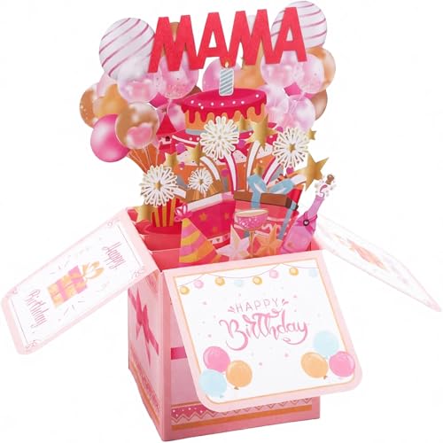 Gleemix Pop up Karte Geburtstag für Mama, 3D Geburtstagskarte mit Umschlag, Geburtstagskarte Mama, Happy Birthday Card Geschenke, Rosa Popup Karte Geburtstag Gleemix Pop up Karte Geburtstag für Mama, 3D Geburtstagskarte mit Umschlag, Geburtstagskarte Mama, Happy Birthday Card Geschenke, Rosa Popup Karte Geburtstag
