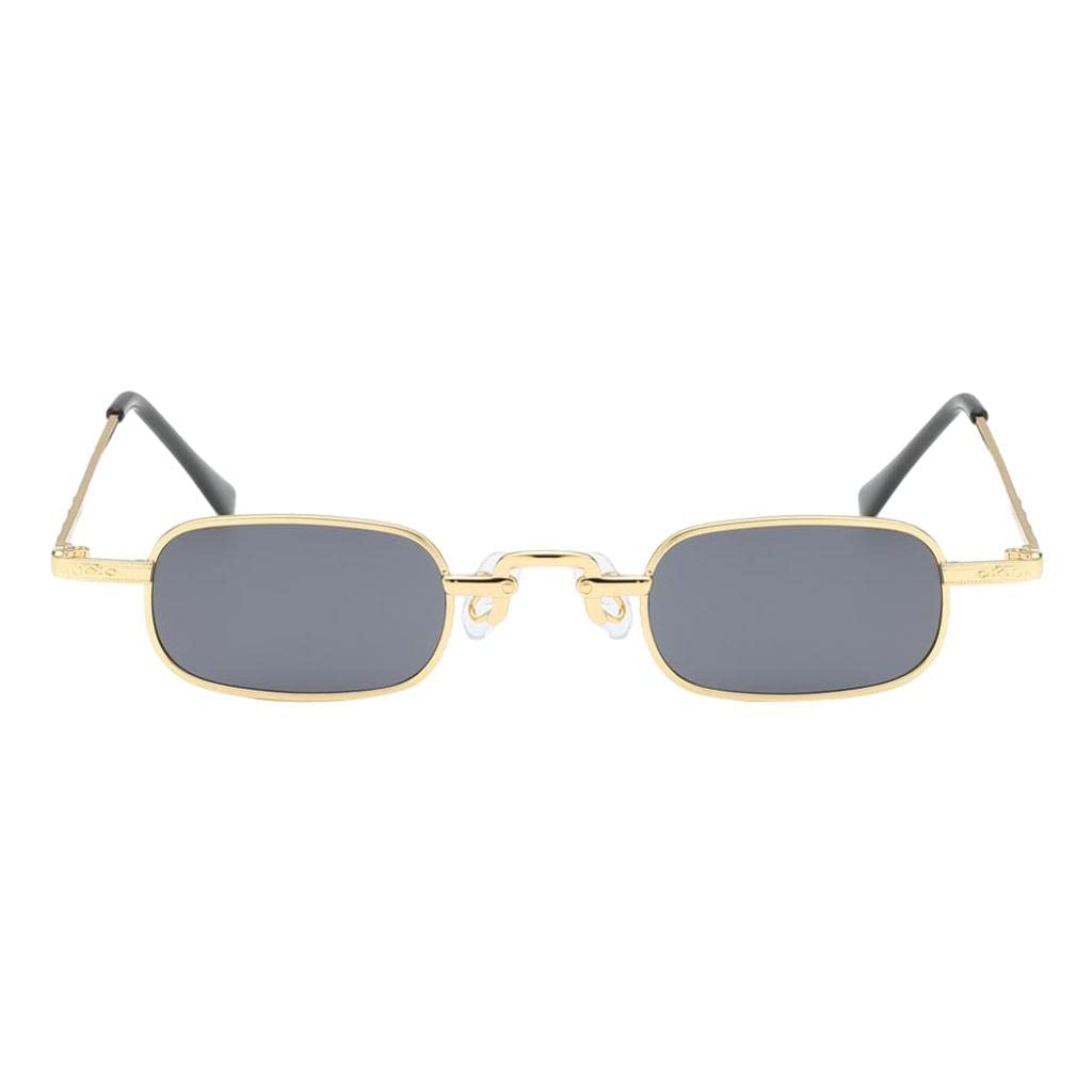 ATORSE® Vintage Small Square Punk Sunglass Metal Rectangle Sunglass Gold Frame Grey Lens
