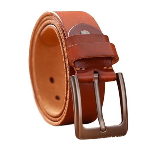 Ceinture en cuir de vache marron avec boucle robuste en alliage élégante 120 cm