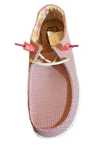Image of HEYDUDE Women's Wendy Knit II Slip On Shoe, Desert Rose Size 8 | Lightweight Casual Loafer with Elastic Laces & Removable EVA Insole