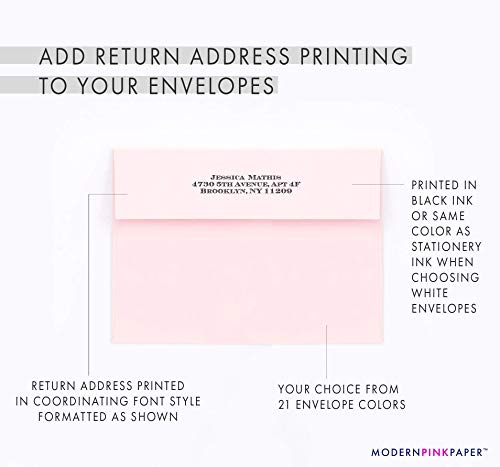 Image of Modern Pink Paper 3 Letter Monogram Stationery Set, Monogram Note cards with Envelopes, Monogrammed Stationary Set, Your Choice of Colors and Quantity