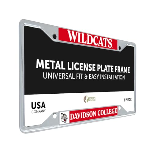 Desert Cactus Davidson College Wildcats Car Accessories Metal License Plate Frame and Tag Holder for Front or Rear of Car (Mascot)