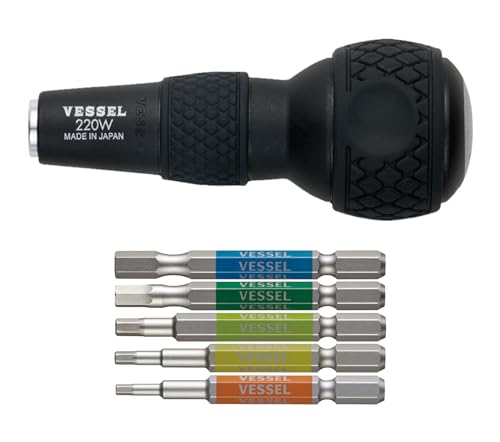 ベッセル(VESSEL) 片頭ヘックス 剛彩ビット 5本組 対辺2.5/3/4/5/6×65 GS5P-31 & ボールグリップ ビット差替グリップ No.220W【セット買い】 ベッセル(VESSEL) 片頭ヘックス 剛彩ビット 5本組 対辺2.5/3/4/5/6×65 GS5P-31 & ボールグリップ ビット差替グリップ No.220W【セット買い】