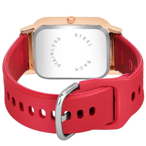 Image of PAPIO Rectangle Dial Analog Women's Fashion Wrist Watches, Silicone Strap, Quartz Movement