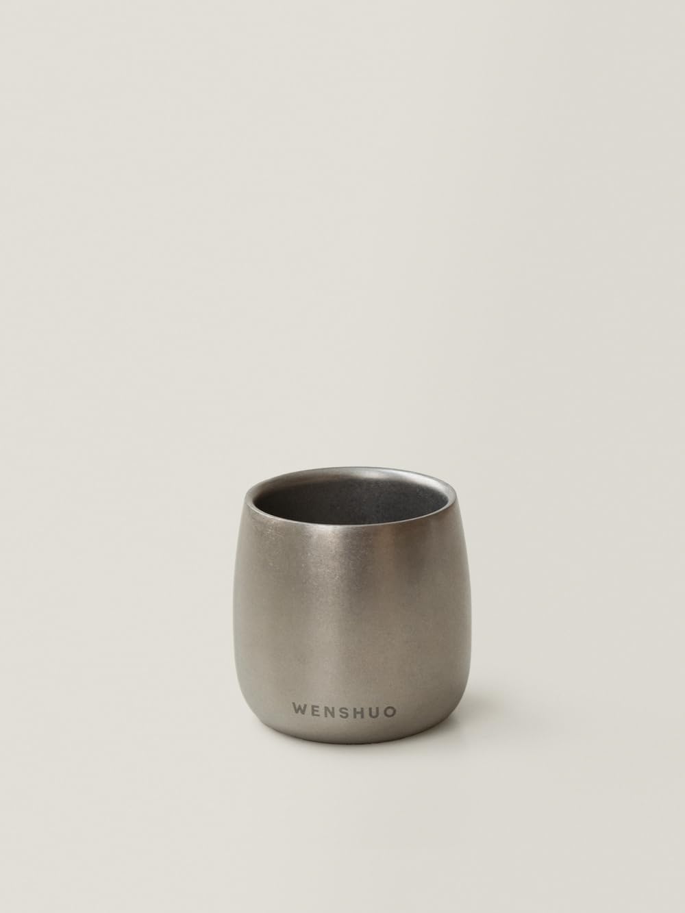 WENSHUO Stainless Steel Egg Shaped Cup, 4.1 fl oz Matte Metal Drinking Cup, Small Tea Coffee Cup, Lightweight Modern Tumbler for Water, Espresso, Sake, Home Office Tableware