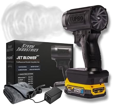 Storm Industries Jet Blower, 2026 New Cordless Portable Snow Blower for Car, Double-Blow V2.0 160,000 RPM 200 Mph, Car Dryer Air Blowers for Windshield, Patio, Snow, Dust for Dewalt
