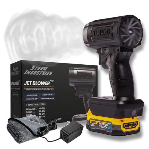 Storm Industries Jet Blower 2026 New Cordless Portable Snow Blower for Car Double-Blow V2.0 160 000 RPM 200 Mph Car Dryer Air Blowers for Windshield Patio Snow Dust (for Dewalt)