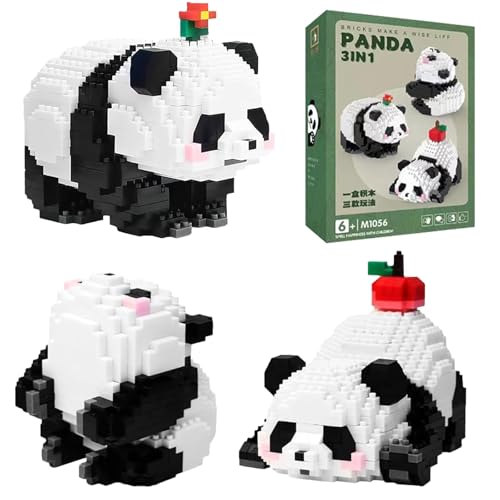 EnixwH - EnixwH 3 in 1 Panda Blocs De Construction, 940 Pièces Mini Brique Figure Jouets, Panda Micro Blocs De Construction, Mini Animal Miniature Panda Bloc De Construction Décoration pour Adulte Enfant