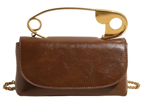 Vegan Leather Evening Bag for Women Large Pin Handle Shoulder Bag with Flap 2025 Trendy Chain Crossbody Satchel Purse