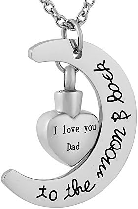 Peerless Pieces Men's Urn Necklace Cremation 20" I love You Dad To The Moon and Back #140